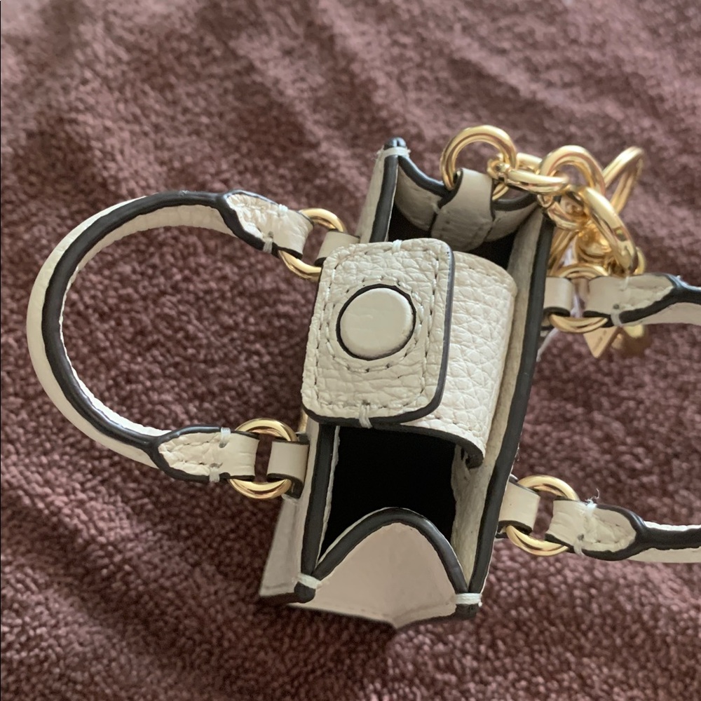 Coach Cream Pebbled Leather Mini Tote Key Ring - Picture 4 of 4